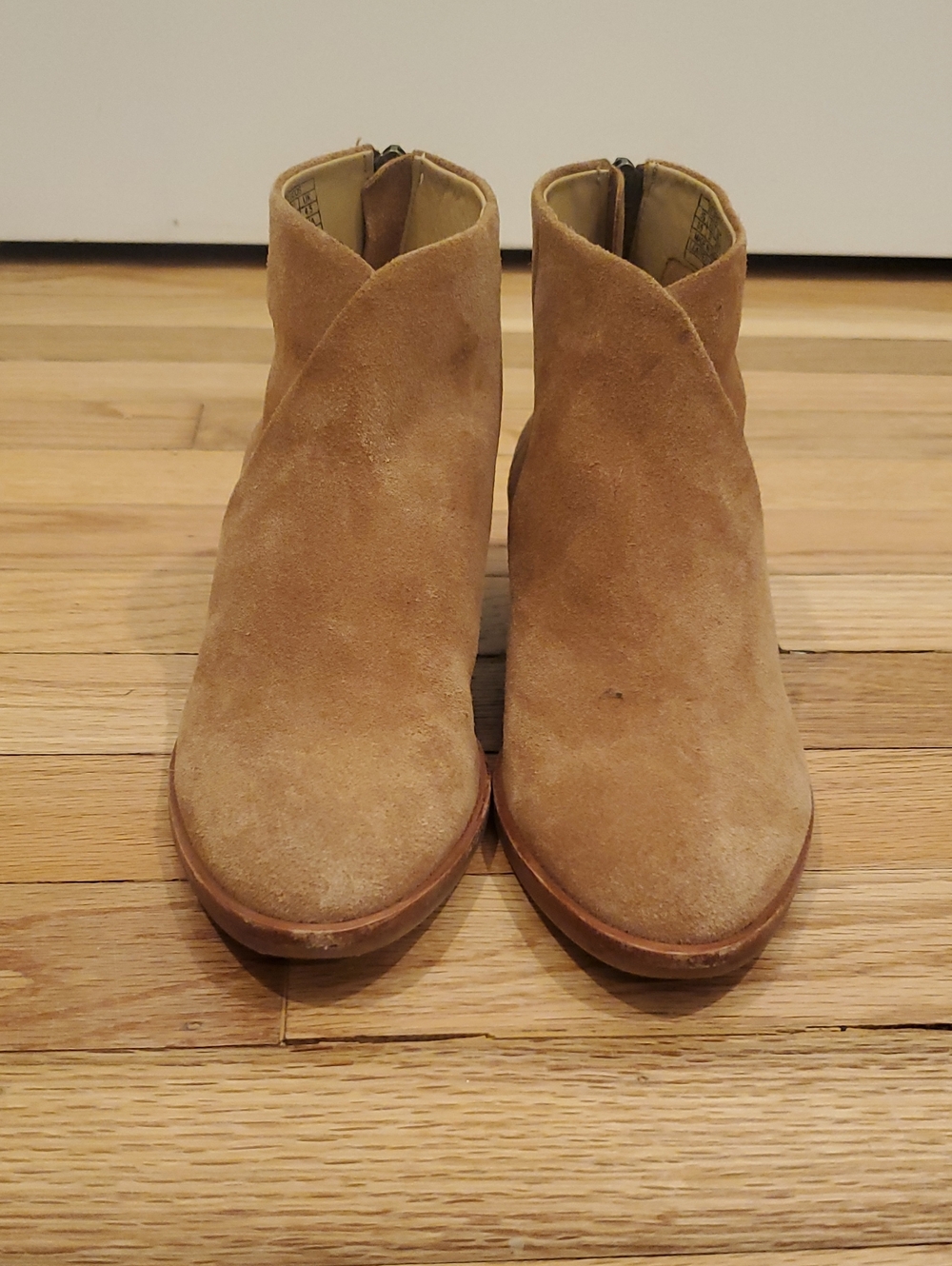 Soludos Tan Suede Ankle Booties with Back Zip